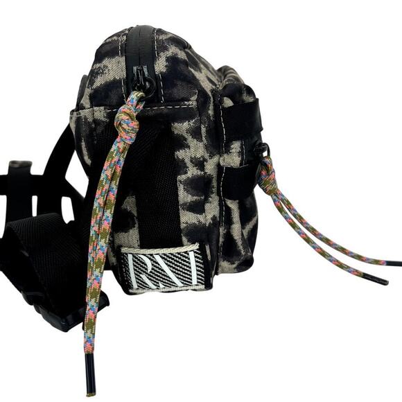 Rebecca Minkoff Downtown Nylon Camera Bag Leopard Print Crossbody Gray Black NEW - Picture 4 of 12